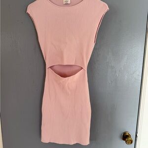 Aritzia Wilfred Pink Cutout Knit Mini Dress
